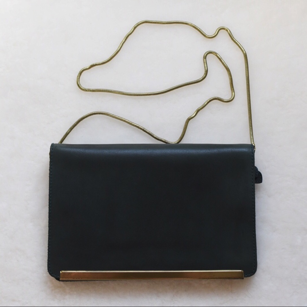 Green leather Madewell clutch